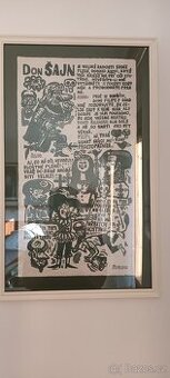 Grafiky 3 ks ruční papír dřevoryt- linoryt