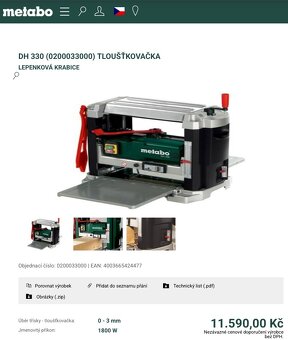 Tloušťovačka protahovačka Metabo DH 330