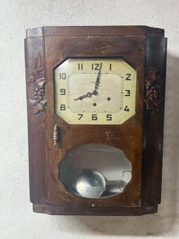 Starožitné velké dřevěné francouzské hodiny Vedette