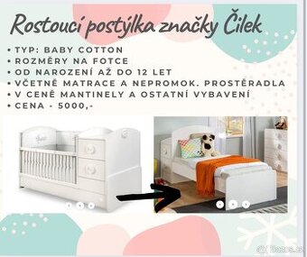 Rostoucí postýlka Čilek