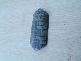 Jawa 550 pařez r.v.1958 výrobní štítek