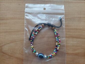 Krásný nový náramek barevné korále a boží oko - unisex šperk