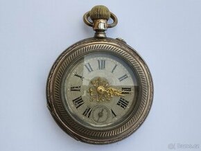 Krásné zdobené kapesní hodinky Remontoir Cylindre