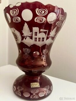 Prodám Váza Egermann 20x15,5 cm rubínové sklo, starožitná