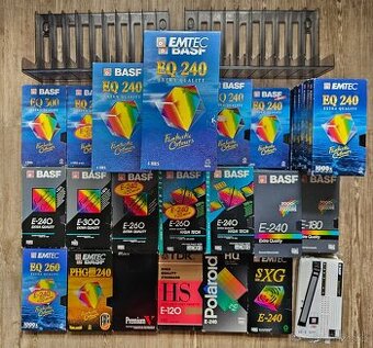 PRODÁM SADU 55KS ZNAČKOVÝCH VHS KAZET K PŘEHRÁNÍ EMTEC BASF