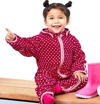 ♥ Puntíkovaná FLEECOVÁ KOMBINÉZA overal Tchibo vel. 86/92 ♥ - 1