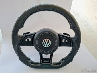 VOLANT VOLKSWAGEN R RLINE GTI - KOZA / KARBÓN CHROMOVE LOGO