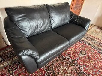 Černá kožená sedačka,5843