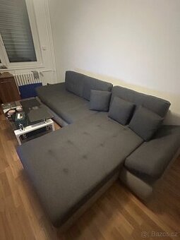 ROHOVÁ SEDAČKA, textil, šedá, světle šedá