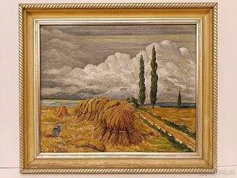 Obraz J.K, Žně, olejomalba 59x68
