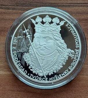 Velká stříbrná medaile Jiří z Poděbrad 50 Euro 1999, PROOF