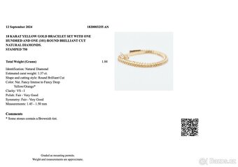 18k náramek s diamanty 1,37ct - certifikát GRA