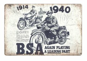 plechová cedule - BSA - motocykl BSA opět hraje hlavní roli