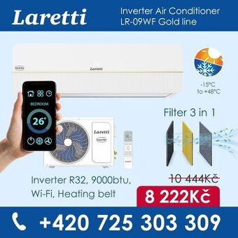 Splitová nástenná klimatizace 2,5kW LARETTI LR-09WF Wi-Fi