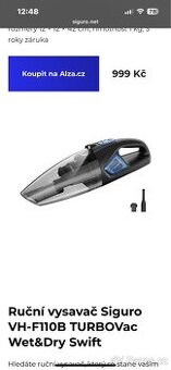 Ruční vysavač Siguro - JAKO NOVÝ - 1