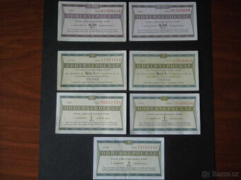 Tuzexové poukázky  " 0,50Kčs a 1Kčs "