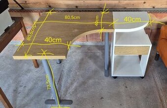 Rohový stůl s kontejnerech na kolečkách IKEA