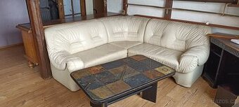 Rohová kožená sedací souprava - 1