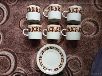 Kávová sada, souprava na kávu, 6 kusů, s podšálky