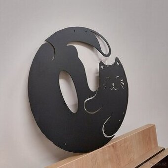 Plechový obraz kočky - černý lak - 1