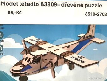 Nový model letadlo B3809 - dřevěné puzzle 3D