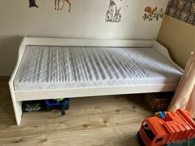 dřevěná postel bílá masiv, 90x200 s úložným prostorem - 1