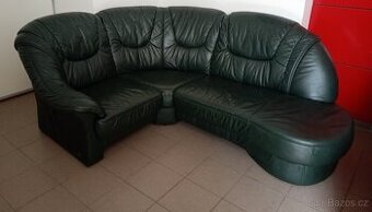 Kožená rohová sedací souprava - PRAVÁ KŮŽE, TOP STAV