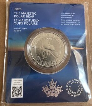 1 OZ stříbrná mince Majestic Polar Bear 2025