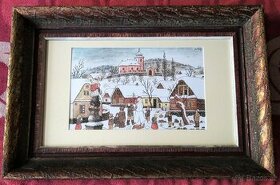 Josef Lada obraz - DĚTI V ZIMĚ 1943 rozměry 68x46cm