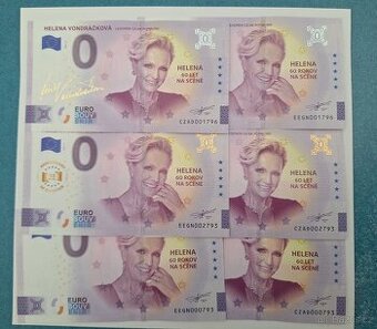 0 EURO sada 6 kusu HELENA VONDRACKOVA, + ZLATY PODPIS