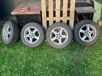 Alu kola 5x100, Škoda, VW 195/65/15 zimní 7mm
