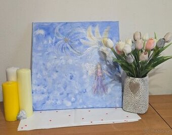 Obrázek anděla s dráčkem za svitu Luny