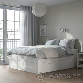 BRIMNES - Rám postele s úložnými díly, bílá, 160x200 cm
