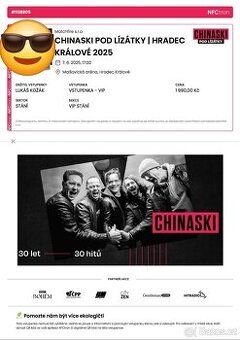2x VIP lístky na Chinaski - Hradec Králové