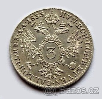František II., 3 krejcar 1833 C, vzácnější mincovna Praha,Ag