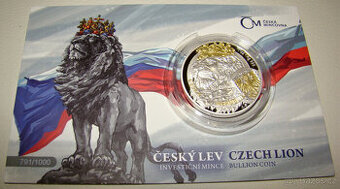 Stříbrná 1oz mince Český lev 2025 selekt. pokov Au
