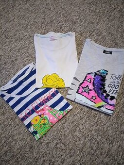 Dětske dívčí tričko 3 ks vel. 146 - 152
