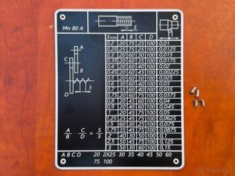 Závitový a posuvový štítek k soustruhu MN80