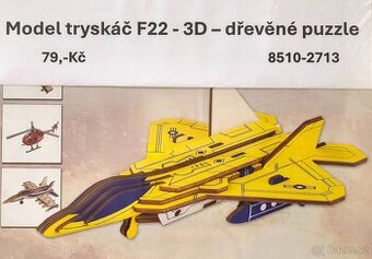 model tryskáč F22 - dřevěné puzzle 3D