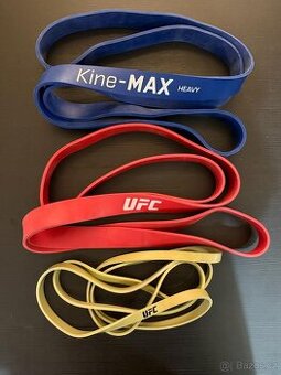 Posilovací gumy (UFC, Kine-MAX) sada, různé odpory