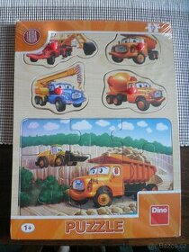 Dřevěné puzzle auta + Puzzle Sněhurka