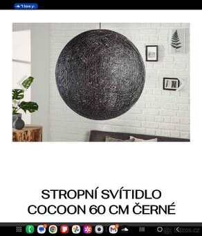 COCOON 60 CM ČERNÉ,MODERNI STROPNÍ SVÍTIDLO, nové
