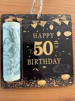 Narozeninové přání/dřevěná karta na peníze - 50 let