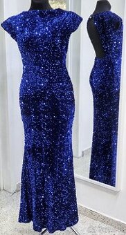 NOVÉ plesové šaty MODRÉ FLITROVÉ