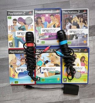 Singstar 6 her + 2 mikrofony PS2/PS3/PS4