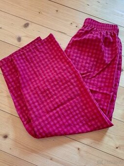 Dámské letní plátěné gingham kalhoty