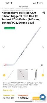 Hokejka ccm trigger 9 pro bílá flex 40 p28 leva