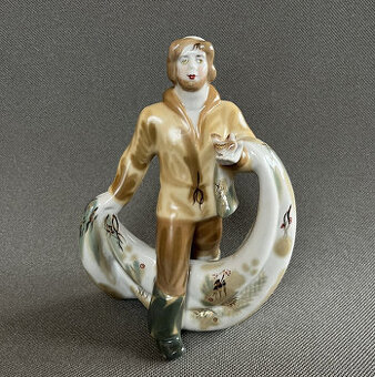 Porcelánová soška Rybář 21 cm, Polonne USSR