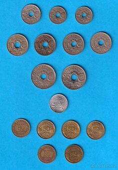 Francouzské mince (16ks) - meziválečné období