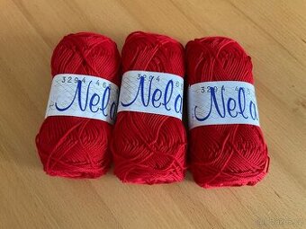 3x 50g háčkovací/ pletací příze Nela (15dkg)- červená
